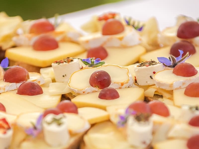 Blümchen Café Rochlitz Catering dekorierte Käsehäppchen